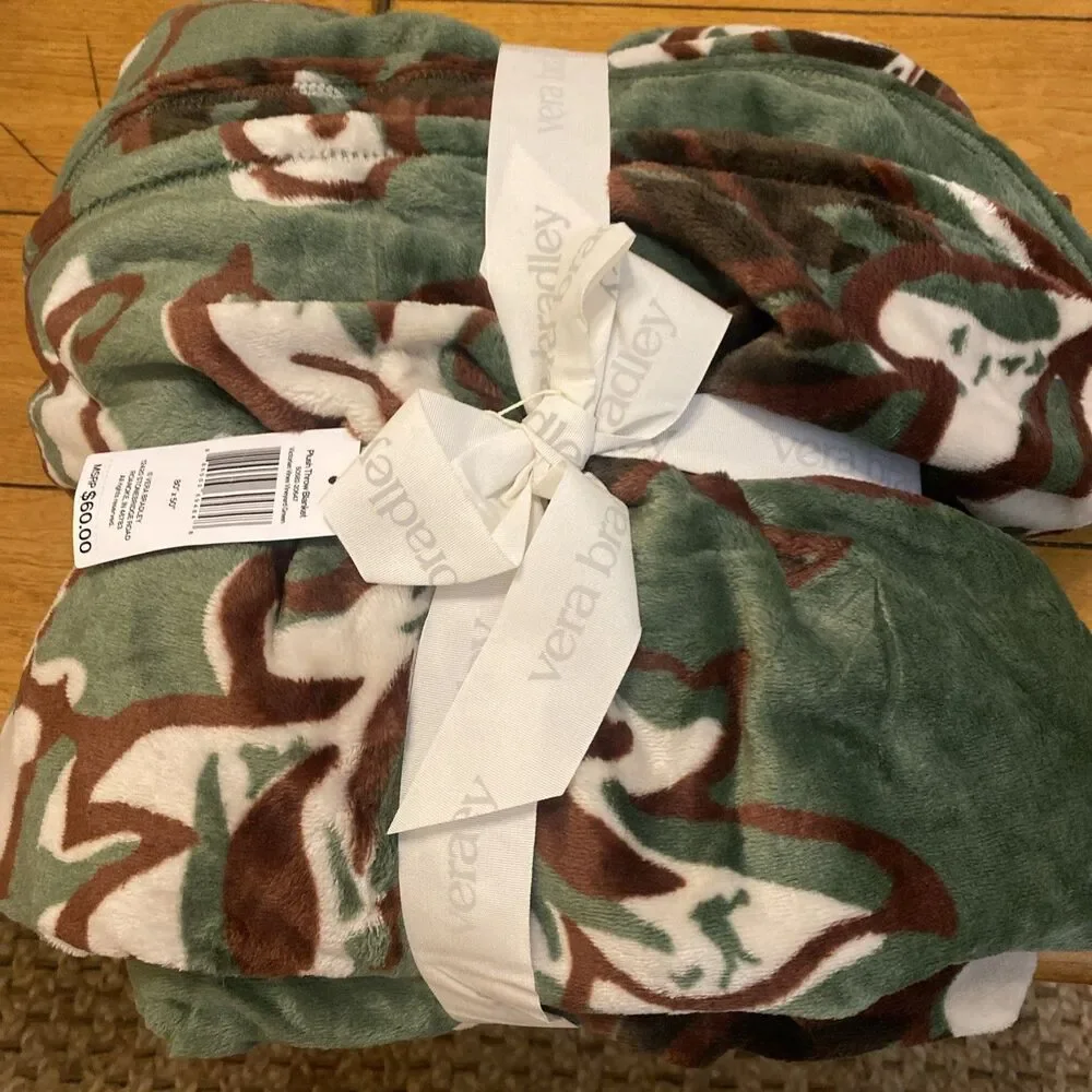 NWT Vera Bradley 50x80 Throw Blanket Victorian Vines Vineyard Green